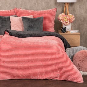 Lenjerie de pat din micro-flanelă 4Home Stripe, roz, 140 x 200 cm, 70 x 90 cm