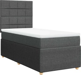 vidaXL Pat box spring cu saltea, gri închis, 90x190 cm, textil