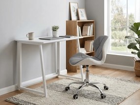 Set pentru birou ZARIMO masa 80x40 cm, alb + fotoliu AVOLA din piele eco, gri-alb