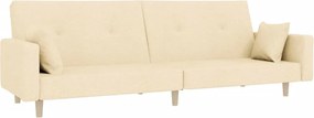 vidaXL Canapea extensibilă cu 2 locuri, 2 perne, crem, textil