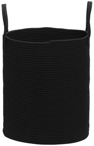 HOMCOM Coș pentru Rufe de 36L, Portabil și Pliabil cu Mânere, Coș de Rufe din Bumbac Natural, Ø38x45 cm, Negru | Aosom Romania