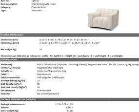 Fotoliu design LUX Kelly boucle crem 115142 HZ