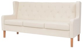 Canapea cu 3 locuri, material textil, alb crem Alb crem, Canapea cu 3 locuri