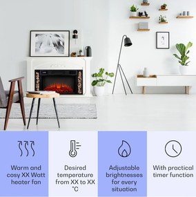 Klarstein Villarrica, șemineu electric, 1900 W, tehnologie LED, telecomandă