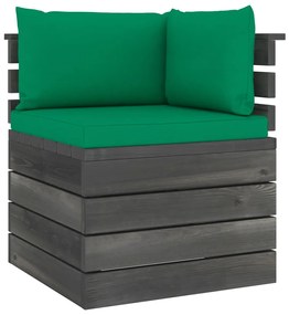 Set mobilier gradina paleti cu perne, 5 piese, lemn masiv pin Verde, 5