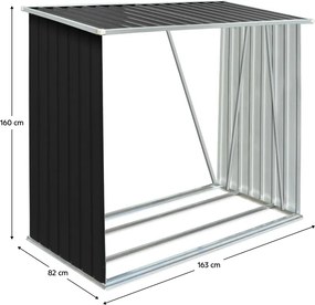 Magazie pentru lemn, antracit/alb, 163x82x160 cm, DARYL TIP 1