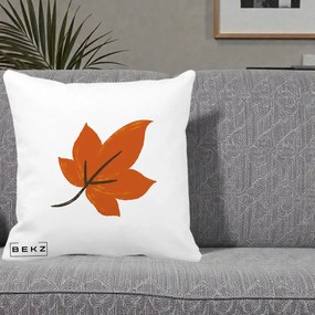 Perna Decorativa Frunza de Toamna Portocalie, 40x40 cm, Alba Mata, Husa Detasabila, Perna Inclusa, BEKZ®