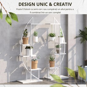 Outsunny Suport pentru Plante cu 5 Niveluri în Formă de Jumătate de Lună pentru Ghivece Decor Interior și Exterior 50x30x160 cm Alb | Aosom Romania