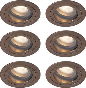 Set de 6 spoturi încastrate moderne bronz închis rotative și înclinabile IP44 - Chuck