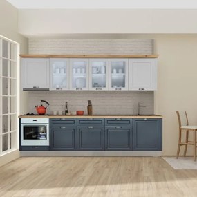 Bucatarie Libra, Alb Si Grafit, Front Mdf Vopsit, 307.6 X 223 X 60 Cm