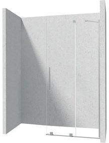 Paravan dus sticla securizata walk-in cu usa glisanta, 120x195 cm, otel slefuit, Deante Prizma Otel slefuit, 1200x1950 mm