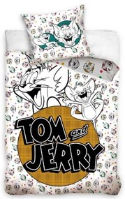 Tom și Jerry Set de pat alb 140×200cm, 70x90 cm
