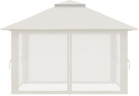 Outsunny Pavilion Pliabil Pop-Up 4x4 m cu Înălțime Reglabilă pe 3 Niveluri, Pavilion Exterior cu Plasă de Țânțari, Saci de Nisip, Geantă de Transport, UV50+, pentru Grădină Camping Petreceri, Crem | Aosom Romania