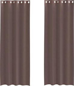 vidaXL Perdele Voile cu Oelii 2 buc Maro 140x260 cm