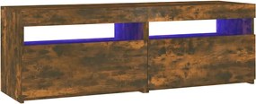 vidaXL Comodă TV cu lumini LED, stejar fumuriu, 120x35x40 cm