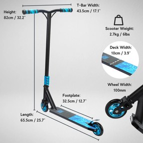 Trotineta Boldcube de scheme freestyle - Scooter DELUXE Albastru, 2 roti