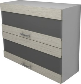 Corp Superior Lecce, 2 Usi, cu sticla, Lemn Alb/Alb, 80 x 30 x 65 cm