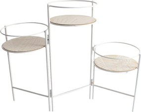 Suport metalic alb pentru 3 ghivece, 66x22x49 cm