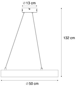 Lampă suspendată modernă neagră 50 cm, incl. LED cu 3 trepte de intensitate luminoasă - Organici