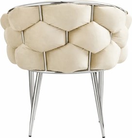 RESIGILAT- Scaun dining, tapiterie catifea, cadru metalic crom, Bej