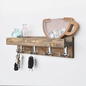 Cuier AA037, stejar inchis, lemn, 40x11x11 cm