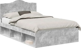 vidaXL Cadru de pat cu headboard Beton 120 x 200 cm Lemn de pin masiv