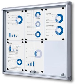Vitrina de informatii interioare cu usi glisante 6 x A4 - spate tabla, aluminiu