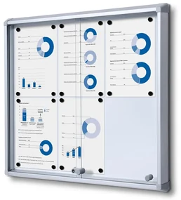 Vitrina de informatii interioare cu usi glisante 6 x A4 - spate tabla, aluminiu
