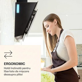 Klarstein Aurora 90, Hotă, 585 m³/h, 90 cm, hotă de coș de fum, lumină de fundal, clasa de eficiență energetică A++