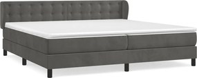 vidaXL Pat box spring cu saltea, gri închis, 200x200 cm, catifea