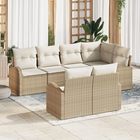 vidaXL Set de canapele pentru grădină cu pernă 7 pcs Bej Rattan poli