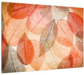 Tablou pe sticlă cu frunzele de toamnă pictate (70x50 cm)