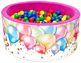 NELLYS Piscina pentru copii 90x40cm formă circulară + 200 de baloane - roz cu baloane