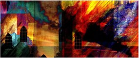 Tablou - Oraș colorat, abstracție (120x50 cm)