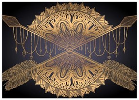 Tablou - Mandala aurie cu săgeți (70x50 cm)