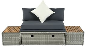 Set rattan de grădină DEBRA, gri/natural/crem
