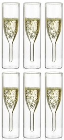 Set 6 pahare Sampanie Flute Krasino, sticla borosilicat, 100 ml