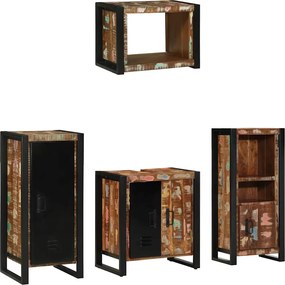 vidaXL Set de mobilier pentru baie cu raft 4 pcs Lemn recuperat masiv