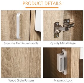 HOMCOM Suport pentru Pantofi Modern care Economiseste Spatiu cu 3 Usi si Rafturi Reglabile, Sertar si Dulapior cu Polite, Culoarea Lemnului si Alb