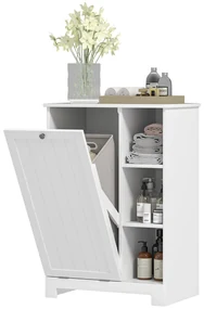 HOMCOM Dulap Modern pentru Rufe cu Coș Detașabil și  Compartimente de Depozitare, 60x38x86 cm, Alb | Aosom Romania