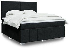 vidaXL Pat box spring cu saltea, negru, 180x200 cm, catifea