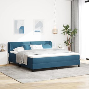 Pat cu saltea vidaXL Tip Box Spring Albastru Închis 180x200 cm Catifea