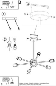 Plafonieră neagră 68x86,5 cm Benedett – Sollux
