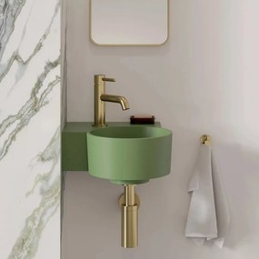 Lavoar suspendat Omnires Ovo M+ compozit verde olive mat 33x34 cm stanga