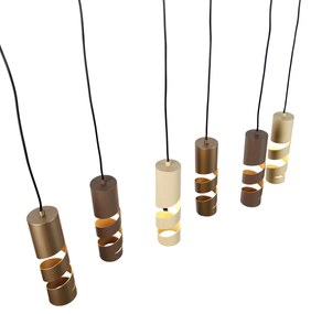 Lampă suspendată modernă neagră cu 6 lumini taupe și bej - Stream