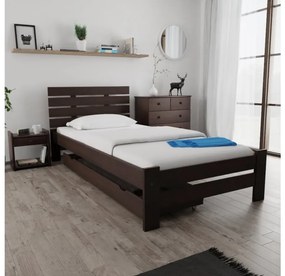 Pat inalt Paris, nuc 80x200 cm Saltele: Cu saltele Coco Maxi 23 cm, Lamele de pat: Cu lamele curbate