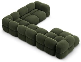 Colțar verde cu tapițerie din catifea (cu colț pe partea dreaptă/în formă de "U") Loretto – Cosmopolitan Design