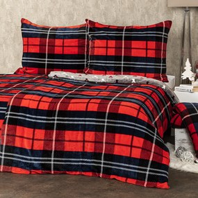 Lenjerie de pat din microflanelă 4Home Carouri roșu, 140 x 220 cm, 70 x 90 cm