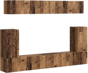 vidaXL Set comodă TV Pe perete 5 pcs Lemn vechi Lemn compozit