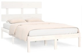 3104654 vidaXL Cadru de pat, alb, 140x190 cm, lemn masiv